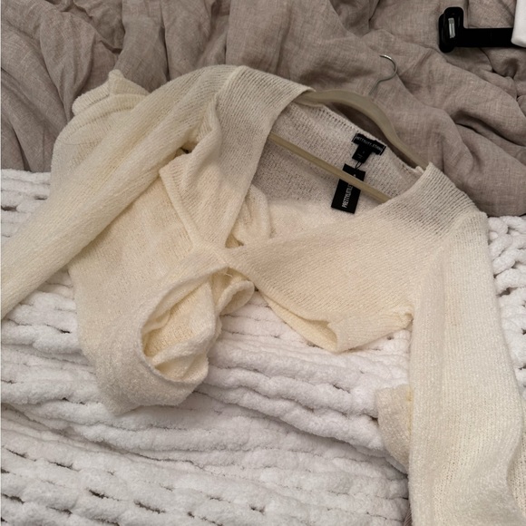 PLT White Bobble Knit Long Sleeve Cut Out Mini Dress - Picture 5 of 6